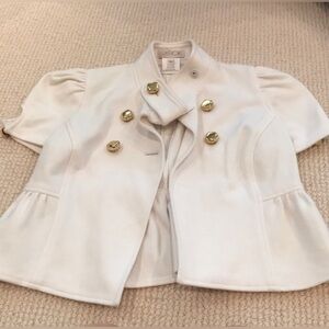 Y2K  Cropped Peplum Blazer w Gold
Buttons w Chain